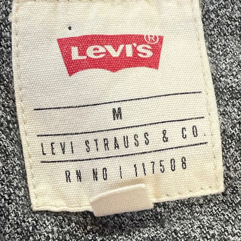 Levis Mens Gray Heathered Cotton Button Up Shirt Long Sleeve Size Medium